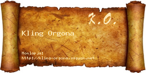 Kling Orgona névjegykártya